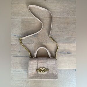 Zara tan and gold crossbody bag alligator